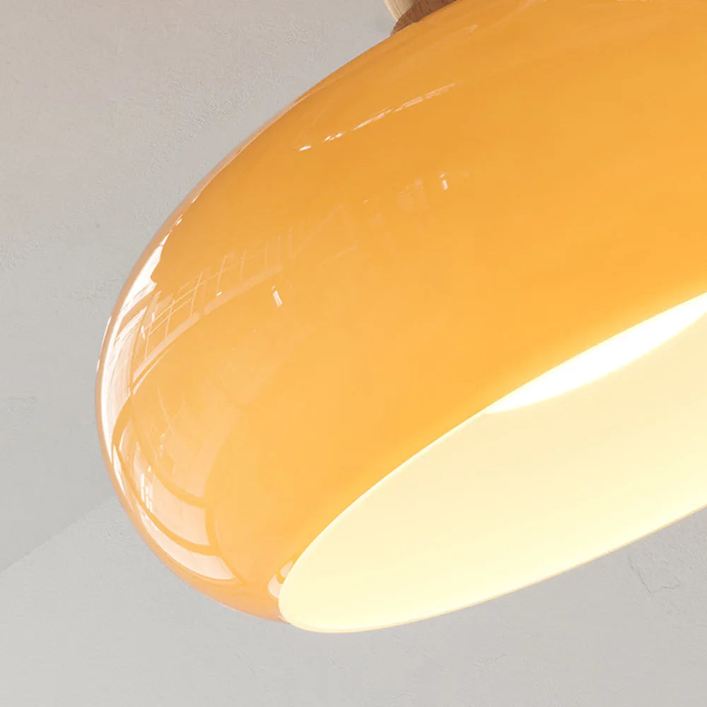 Valentina Flush Mount Ceiling Light Cup Minimalist Wood/Glass White/Orange - Neutral Decor