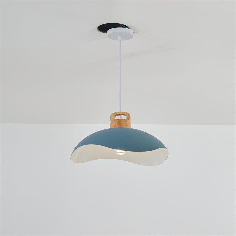 Valentina Colorful Shade Single Pendant Lights, Wood & Metal - Neutral Decor