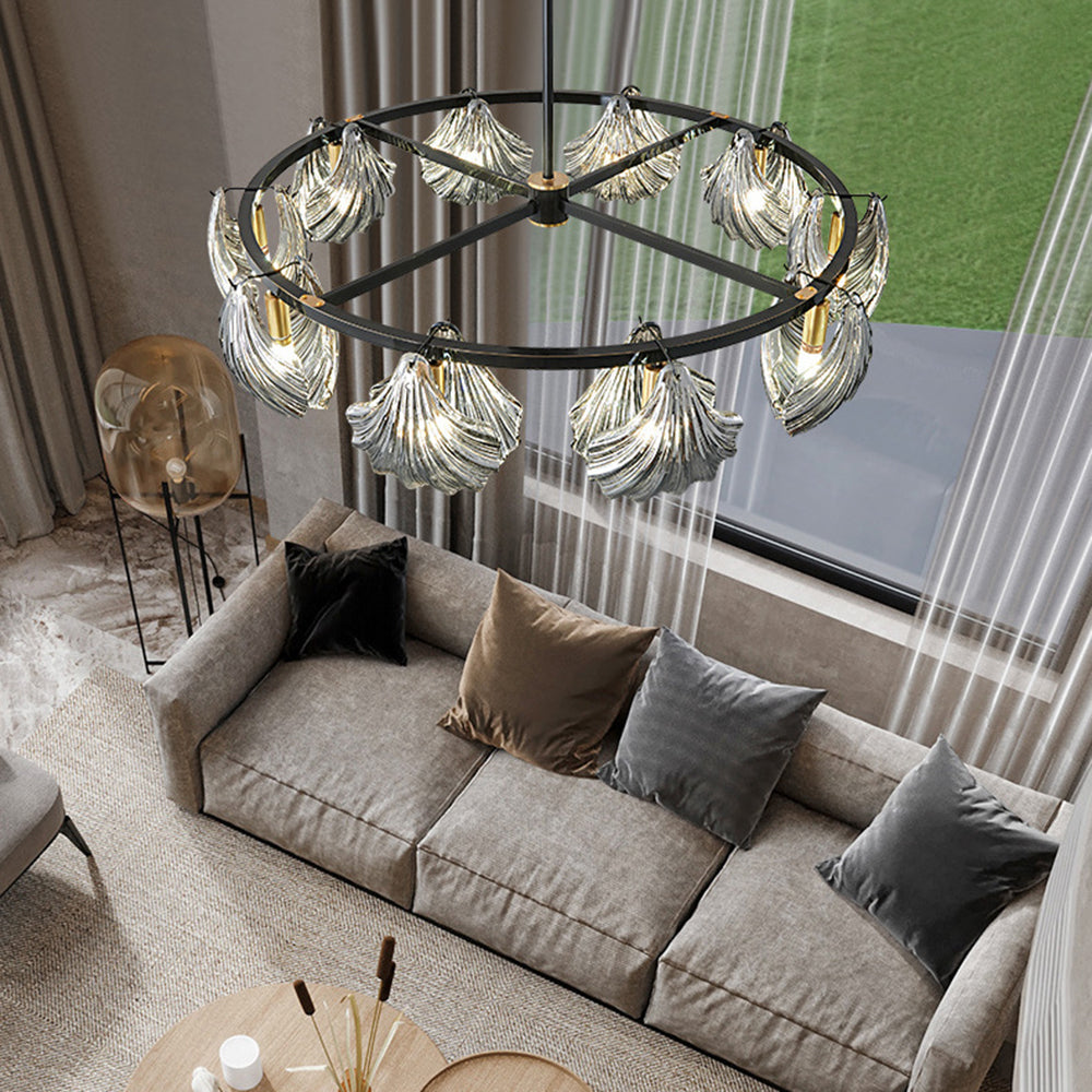 Kristy Modern Annular Metal And Glass Pendant Light, Black/Gold - Neutral Decor