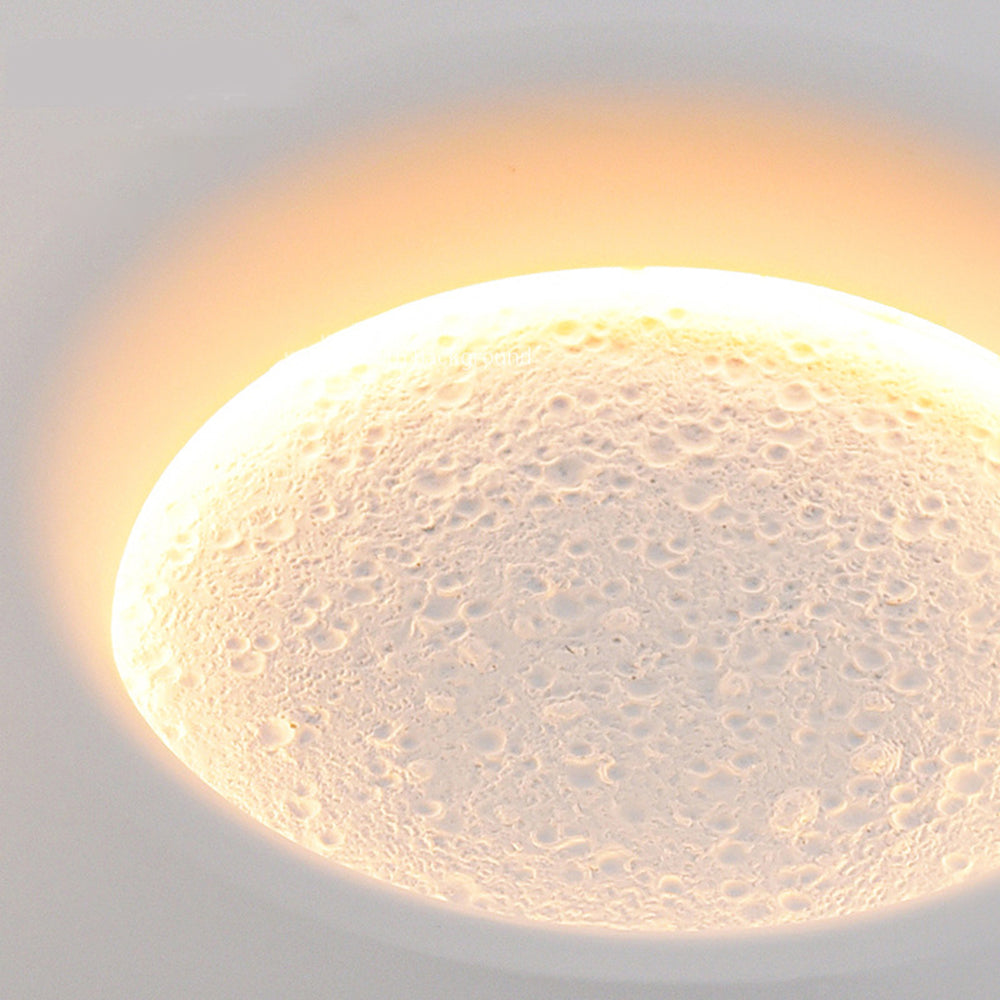 Aria Decorative Moon Metal/Gypsum Wall Lamp, White - Neutral Decor