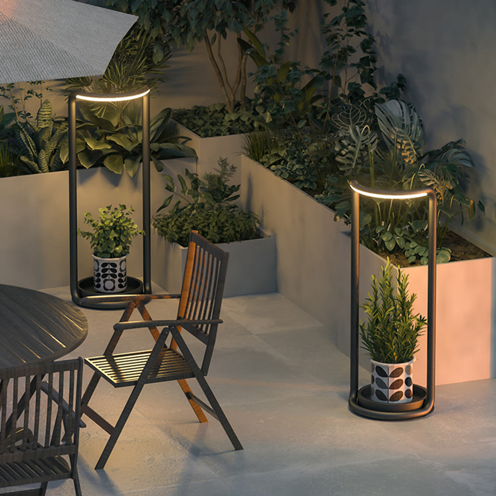 Ray Minimalist Rectangular Solar LED Outdoor Floor Lamp, Black - Neutral Decor