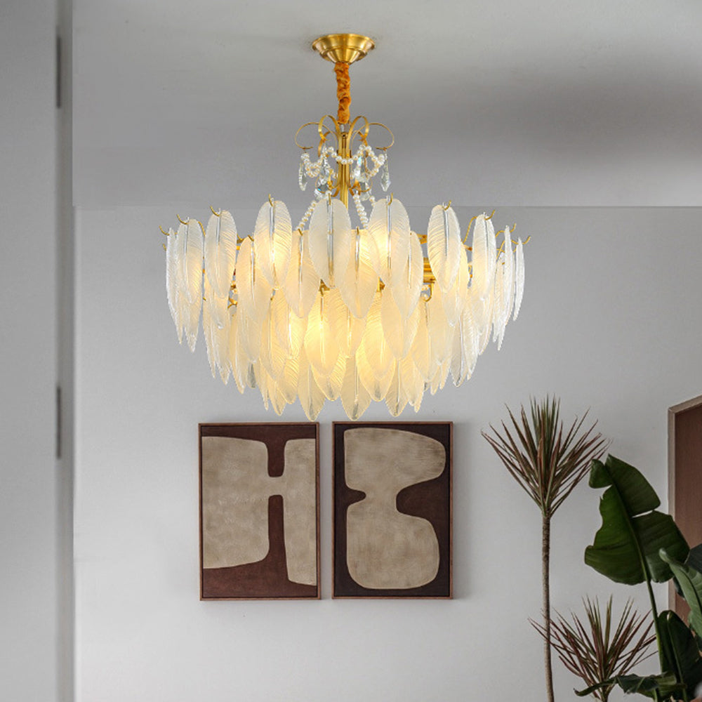 Kristy Elegant Pearl/Glass/Metal Chandelier, White - Neutral Decor