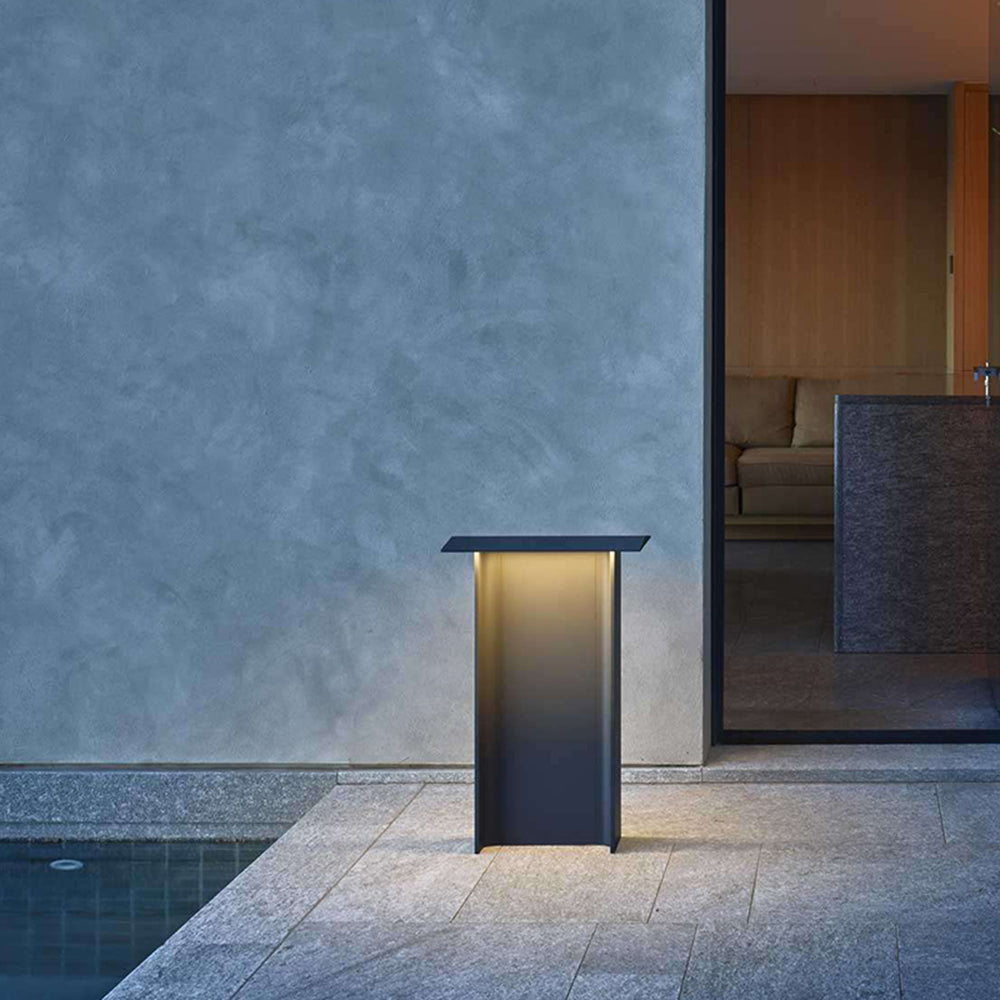 Ray Modern Metal Rectangular Solar Outdoor Path Light, Grey/Black - Neutral Decor