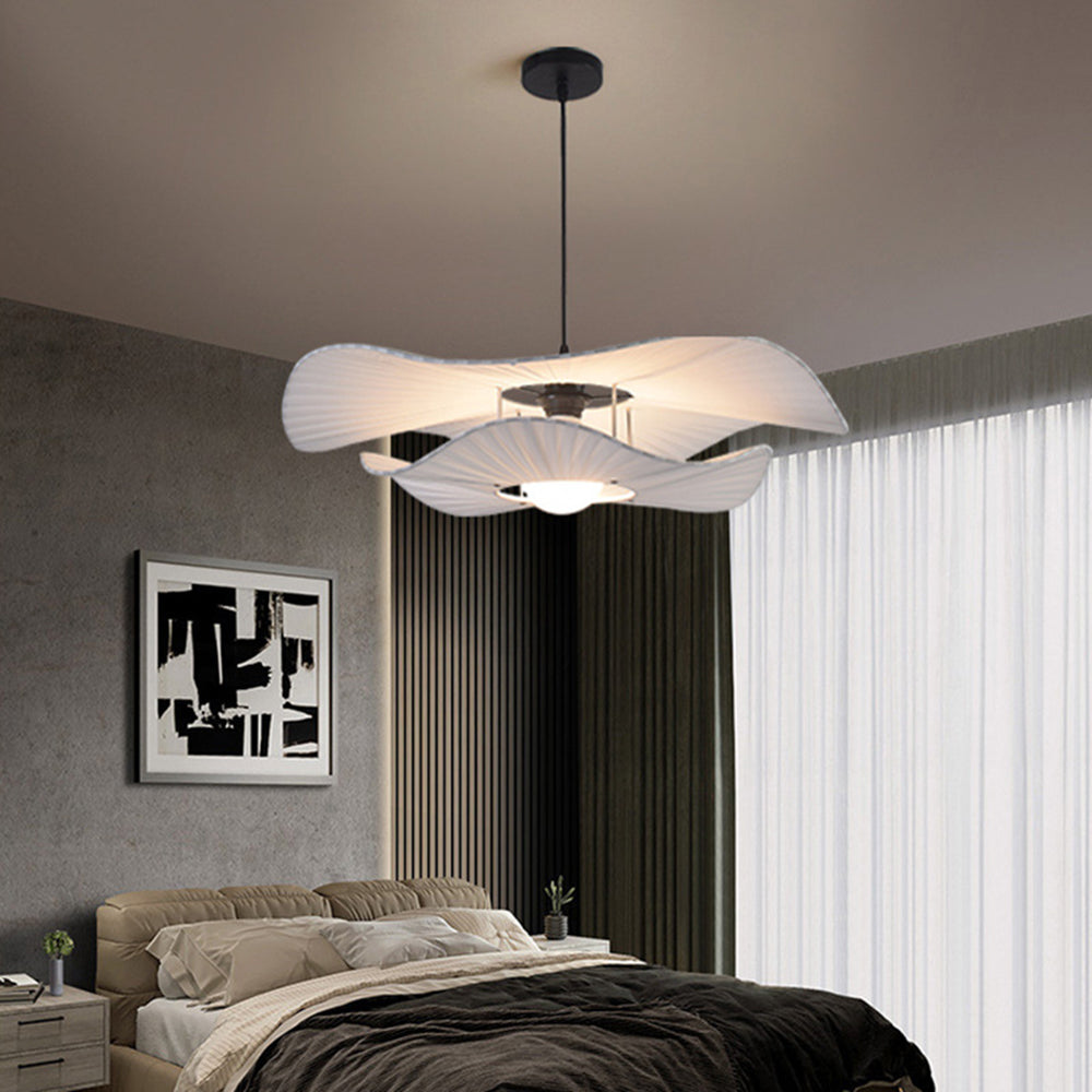 Ritta Modern Nordic Cloth/Metal Shell Pendant Light, White - Neutral Decor