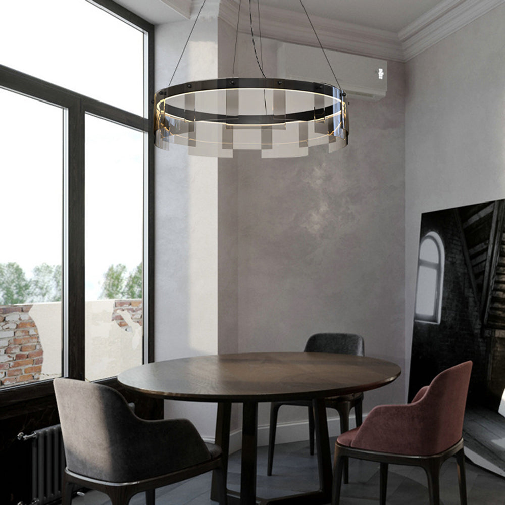 Arisha Modern Ring Metal Pendant Light, Black - Neutral Decor