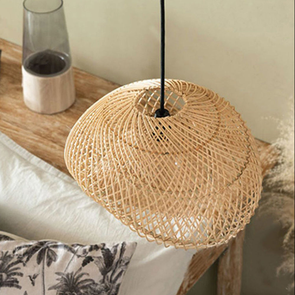 Juno Rustic Rattan Pendant Light Living Room - Neutral Decor