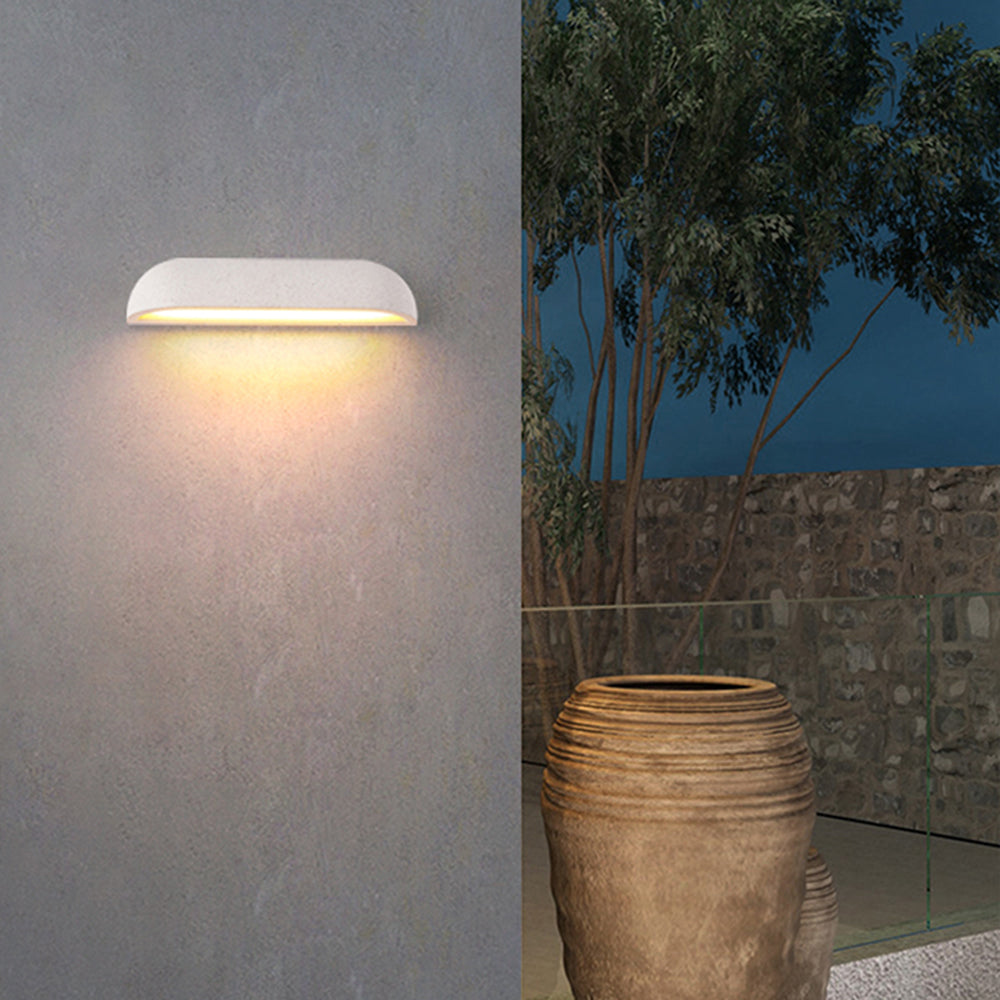 Ray Modern Minimalist Semi-elliptical Metal/Stone Outdoor Wall Lamp, Black/White - Neutral Decor