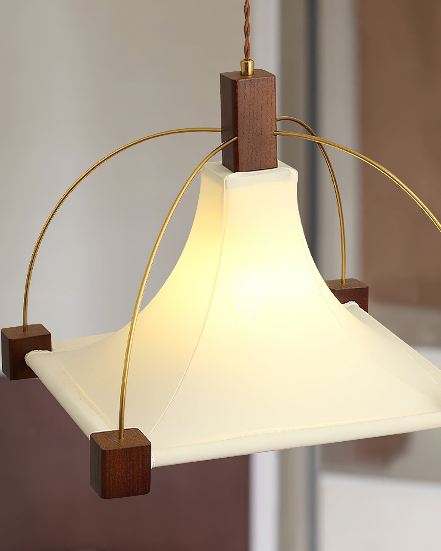 View of the light's fabric texture and material