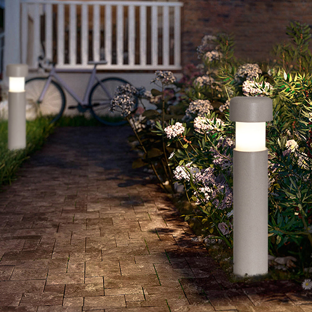 Ray Modern Metal Cylindrical Outdoor Path Light, Grey - Neutral Decor