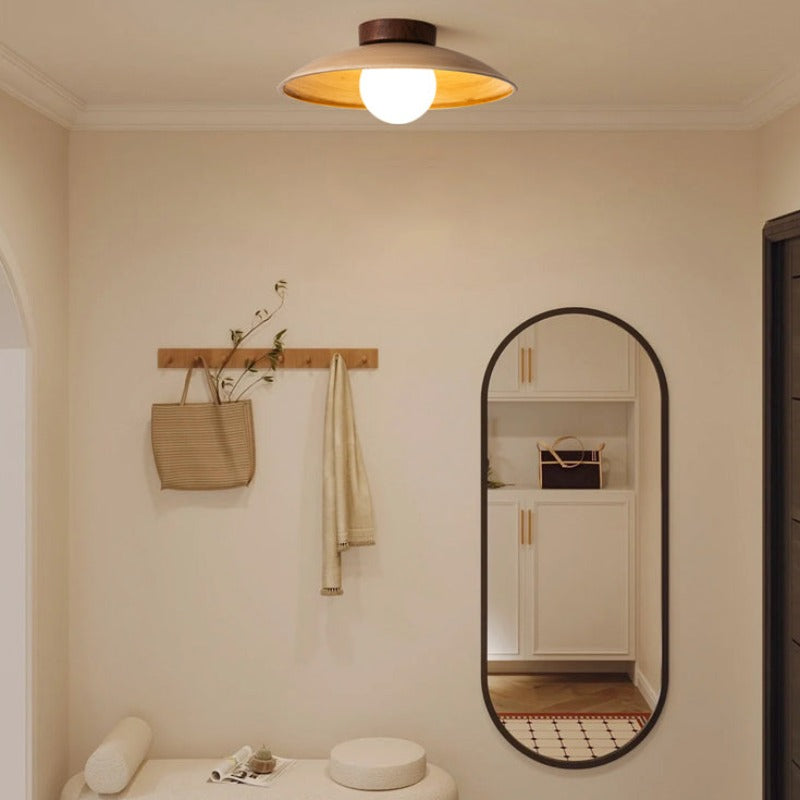 Muto Vintage Flush Mount Ceiling Light Wood/Metal/Glass Bar/Hotel - Neutral Decor