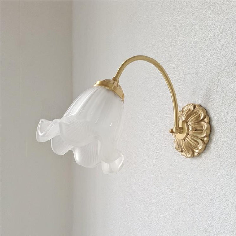 Arisha Retro LED Indoor Wall Lamp Gold Glass Flower-shaped Design Bedroom - Neutral Decor