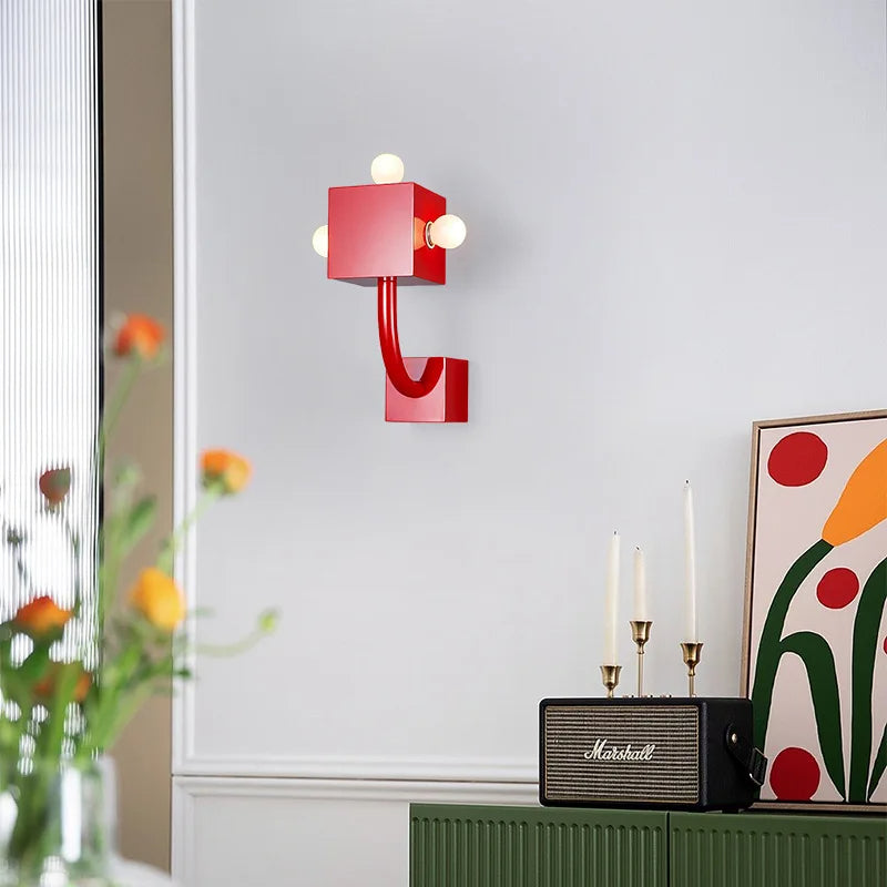 Aria Modern Industrial LED Indoor Wall Lamp Red Living Room Bedroom - Neutral Decor