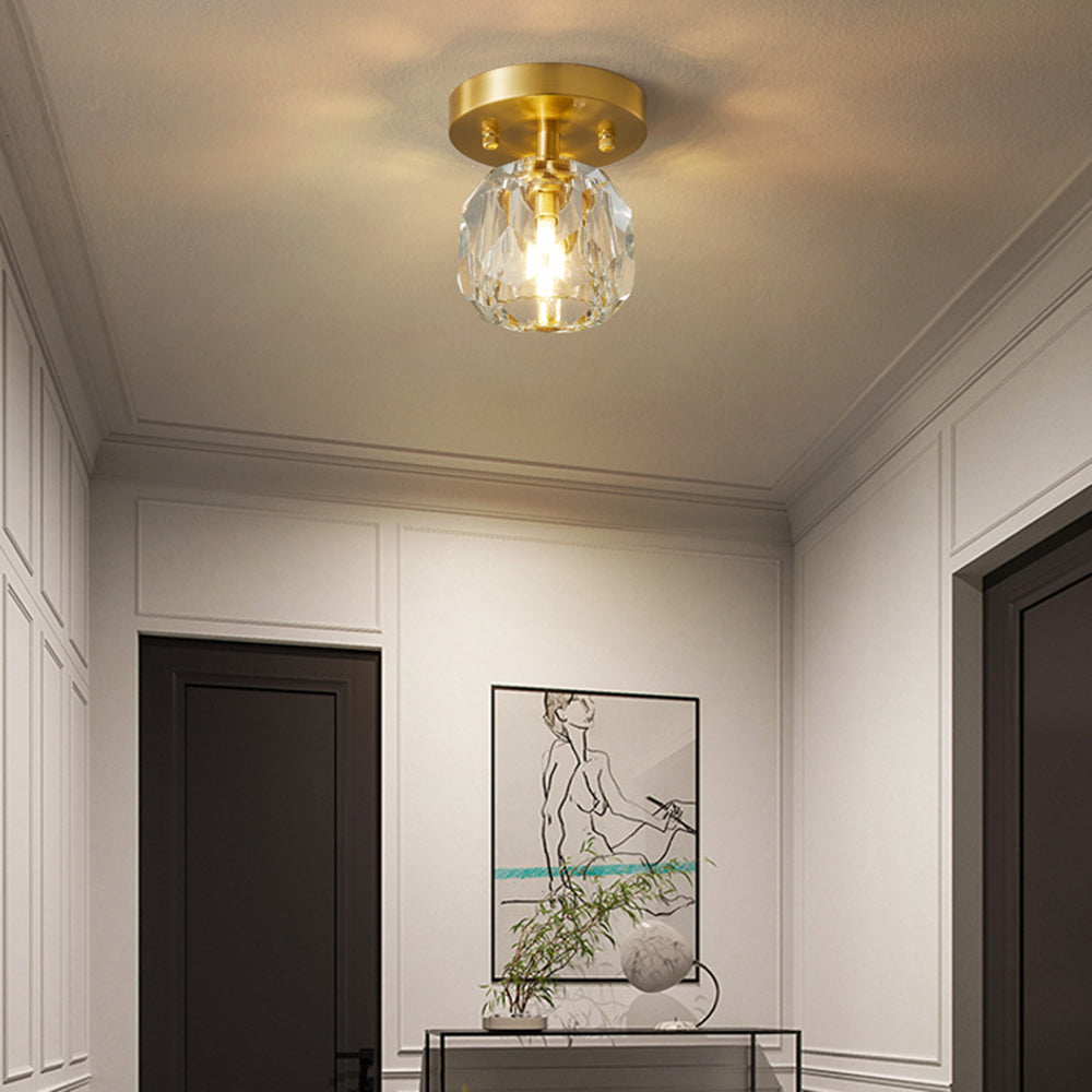 Kristy Luxury Diamond Metal/Acrylic Flush Mount Ceiling Light, Gold - Neutral Decor