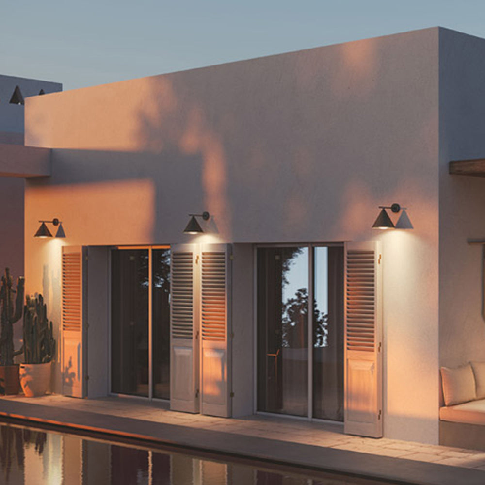 Ray Modern Minimalist Cone Metal Outdoor Waterproof Wall Lamp，Black/Gold - Neutral Decor