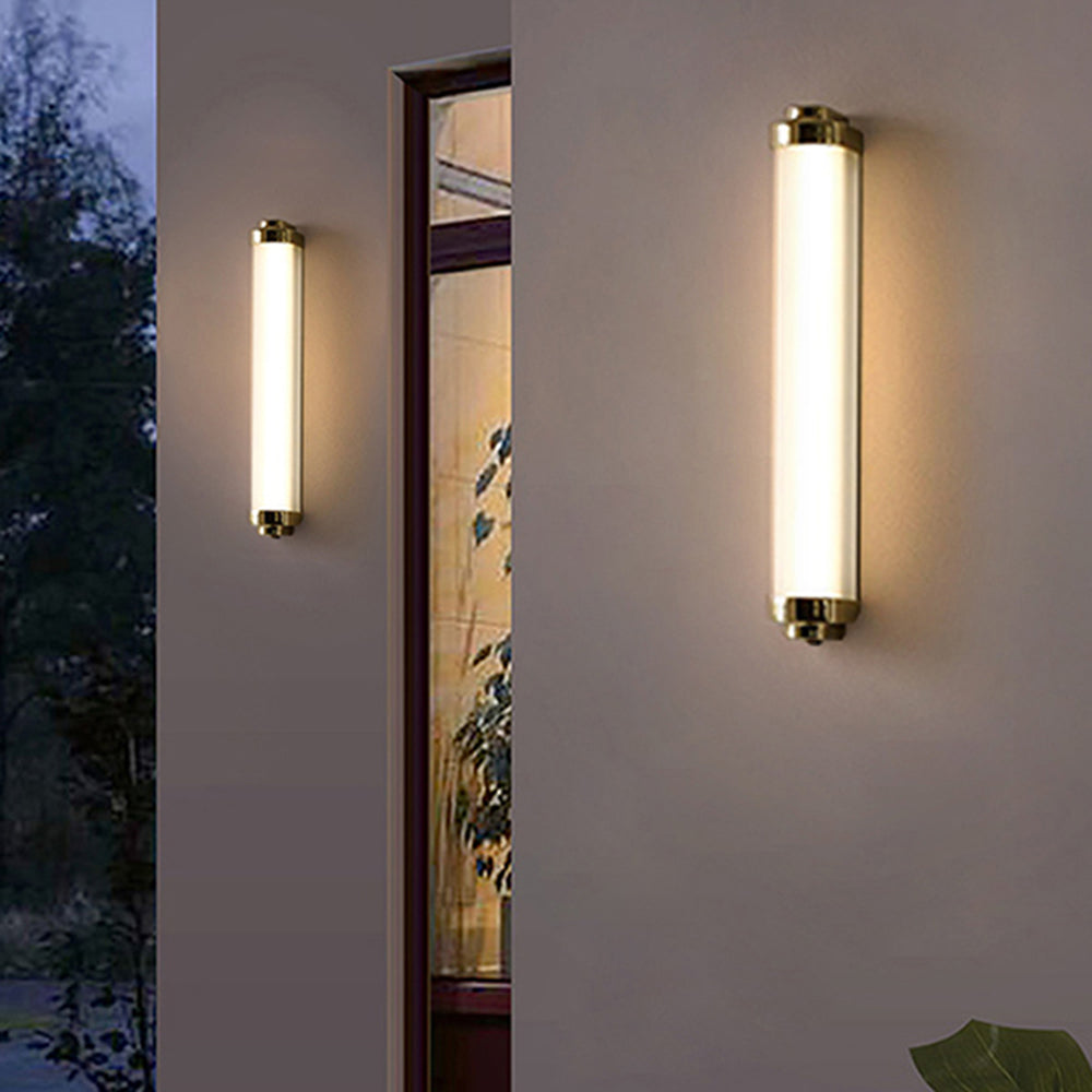 Ray Minimalist Cylindrical Metal Outdoor Wall Lamp, Black/Gold/Silver - Neutral Decor
