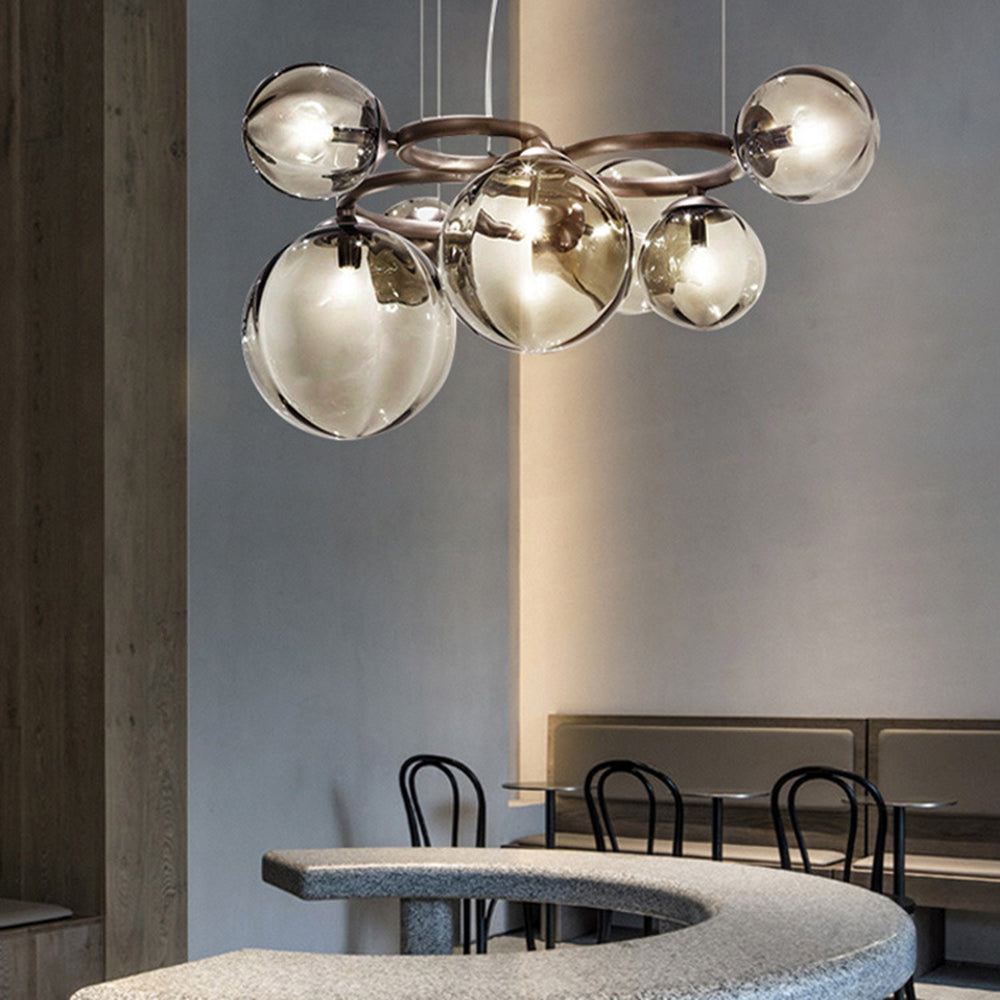 Valentina Modern Designe Wave Metal/Glass Pendant Light, White/Gold - Neutral Decor