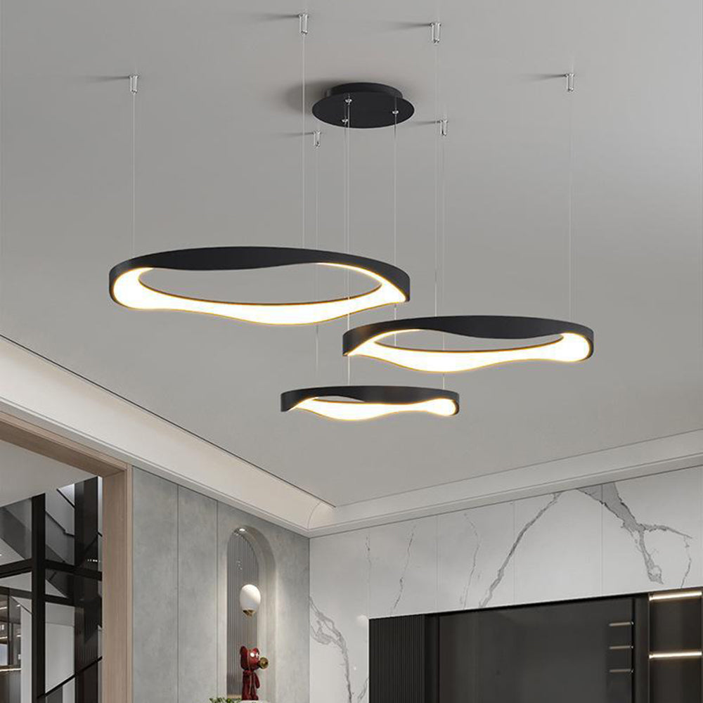 Arisha Pendant Light Rond Modern, Black/White, Dining Room - Neutral Decor