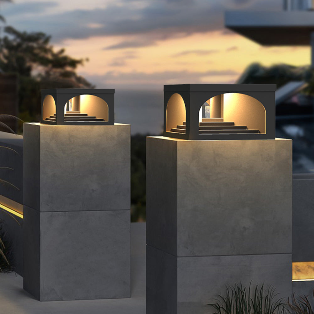 Ray Modern Stair Metal Solar Outdoor Pier-Mount Pillar Light - Neutral Decor