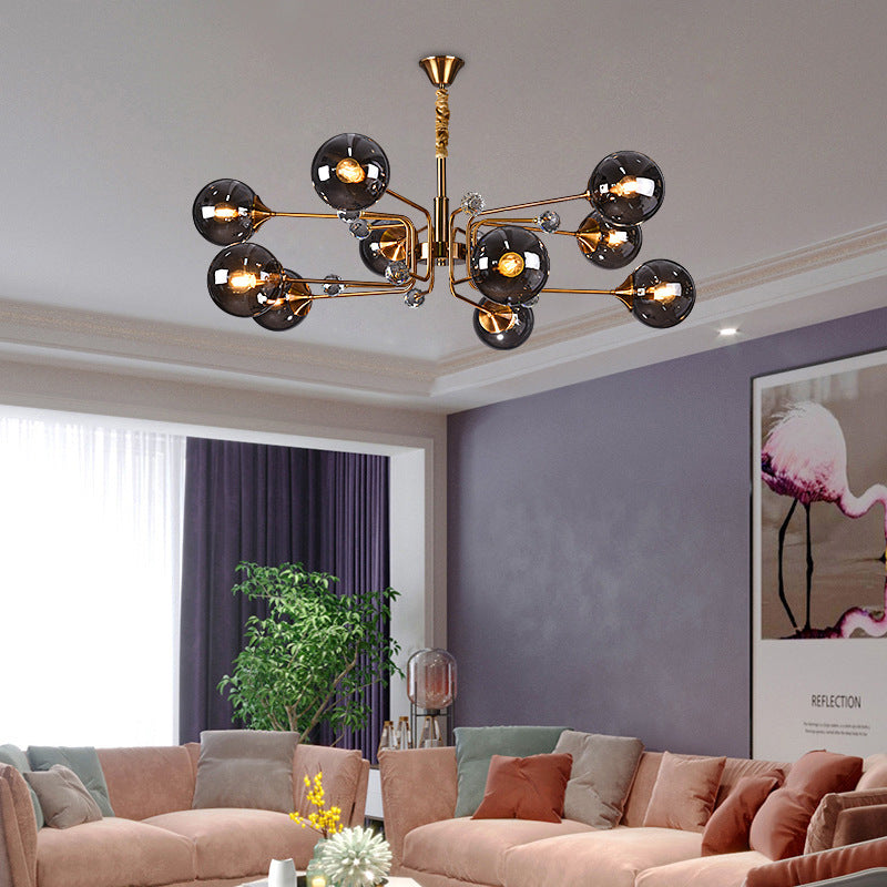 Valentina Nordic Modern Chandelier Clear/Grey Metal Living Room - Neutral Decor