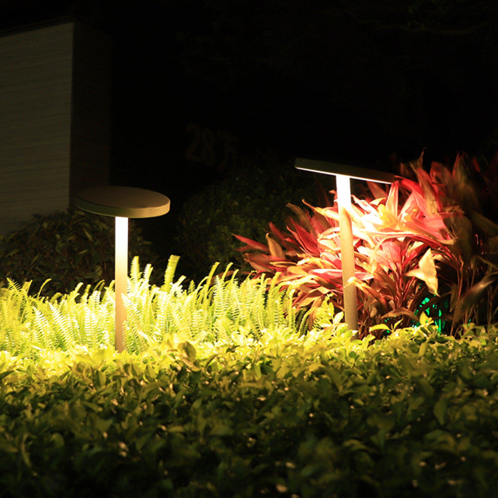 Pena Modern Metal Disc Solar Outdoor Bollard Light, Black - Neutral Decor