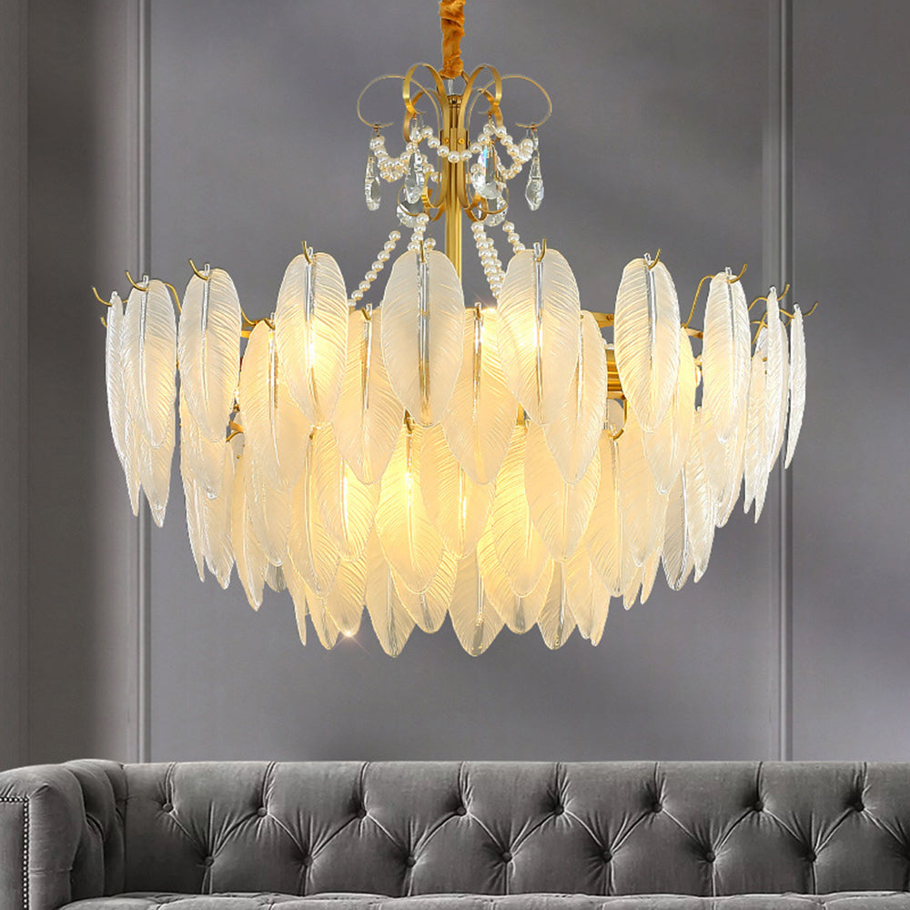 Kristy Elegant Pearl/Glass/Metal Chandelier, White - Neutral Decor