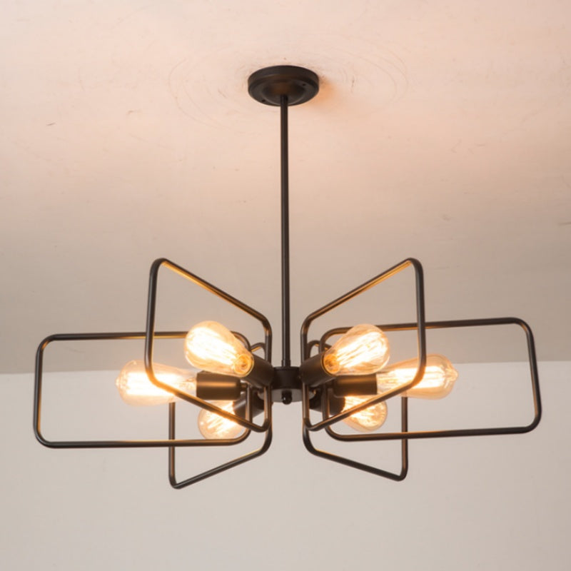 Alessio Industrial LED Chandelier Black Metal Living Room/Bedroom - Neutral Decor