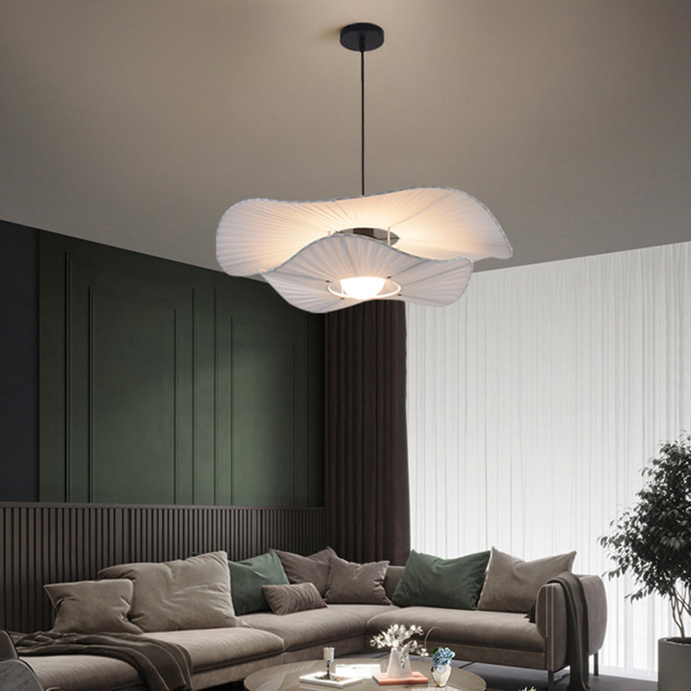 Ritta Modern Nordic Cloth/Metal Shell Pendant Light, White - Neutral Decor