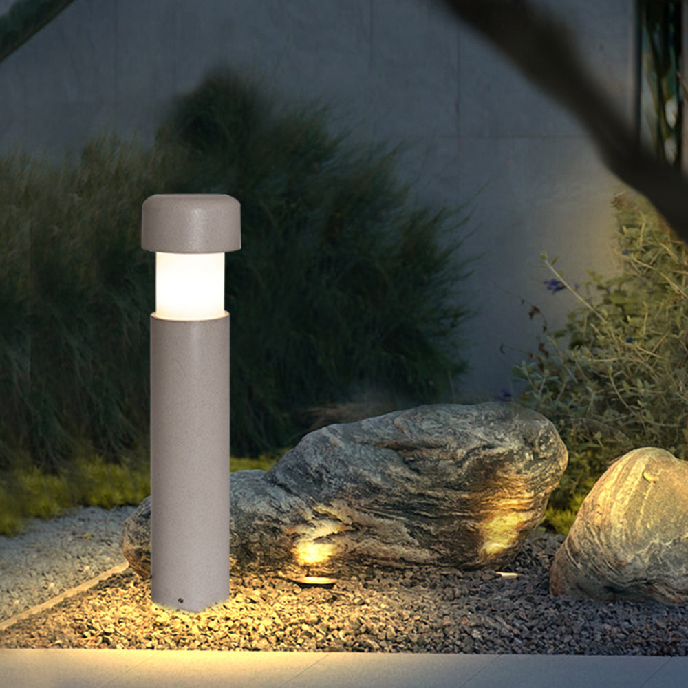 Ray Modern Metal Cylindrical Outdoor Path Light, Grey - Neutral Decor