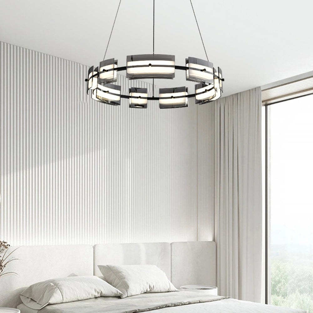 Arisha Minimalist Ring Metal Pendant Light,Black/Gold - Neutral Decor