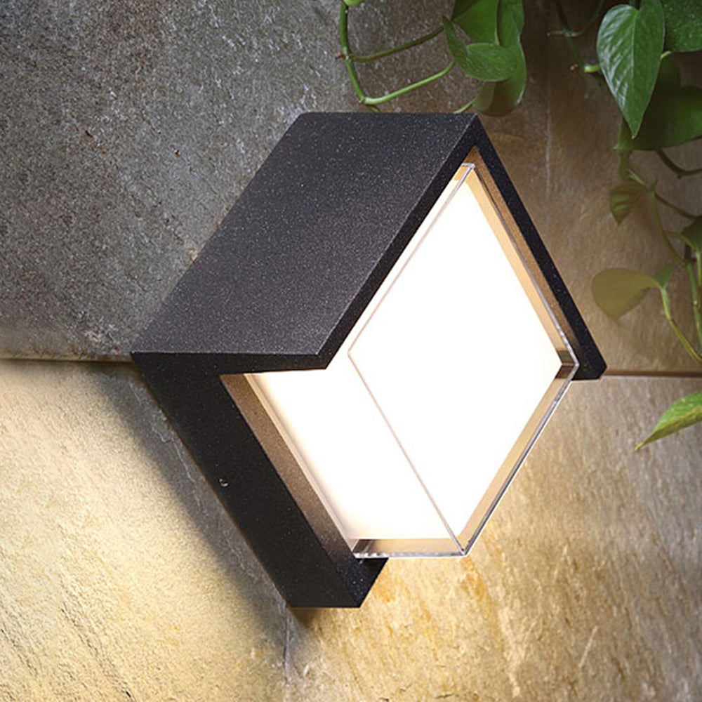Ray Modern Round/Rectangular Metal/Acrylic Outdoor Wall Lamp, Black - Neutral Decor