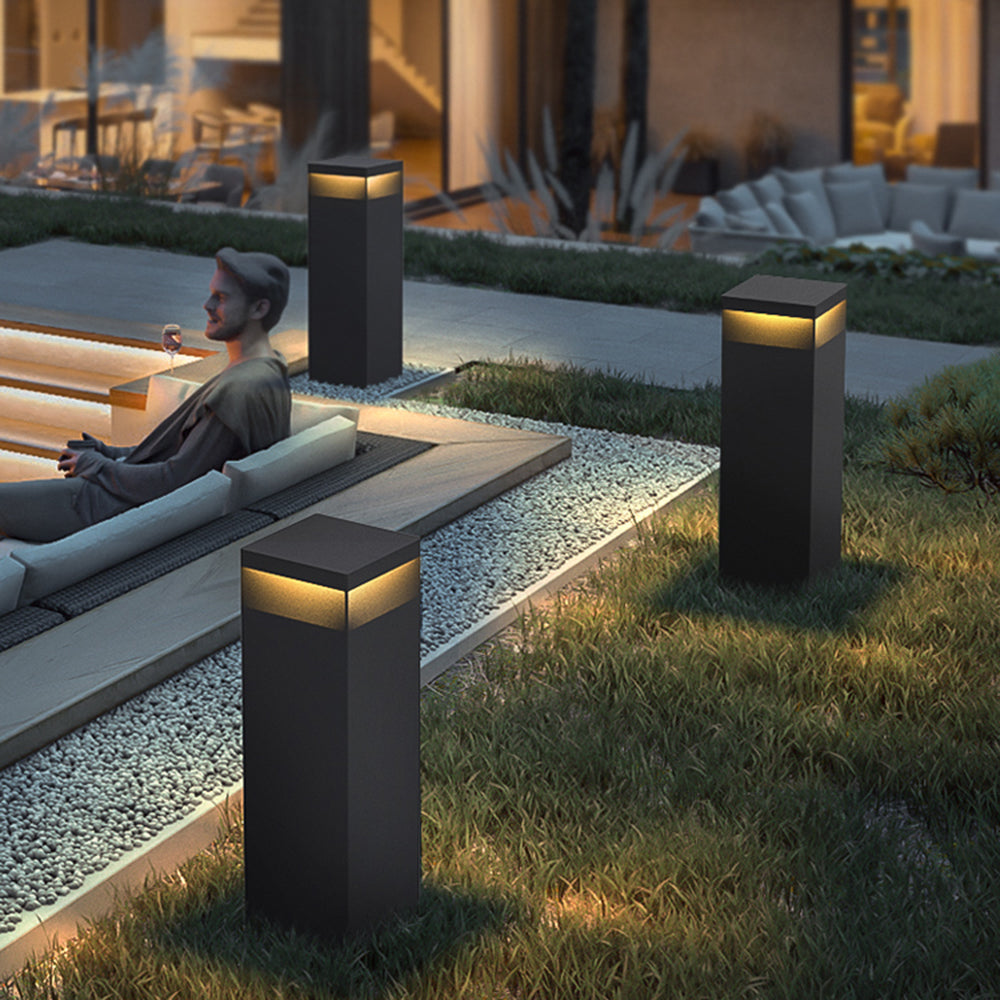 Ray Metal Rectangular Solar Outdoor Path Light, Black - Neutral Decor