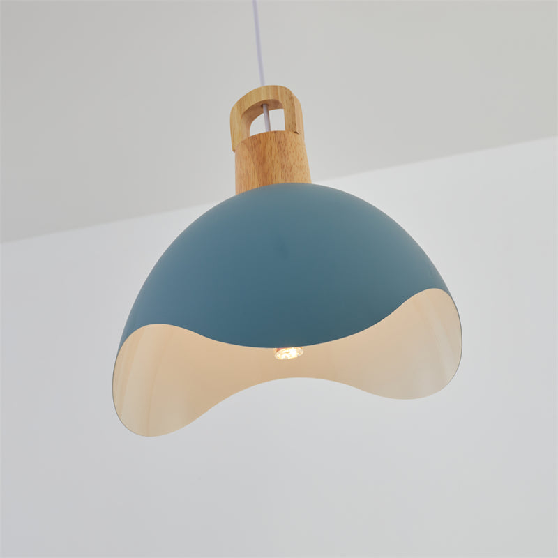Valentina Colorful Shade Single Pendant Lights, Wood & Metal - Neutral Decor