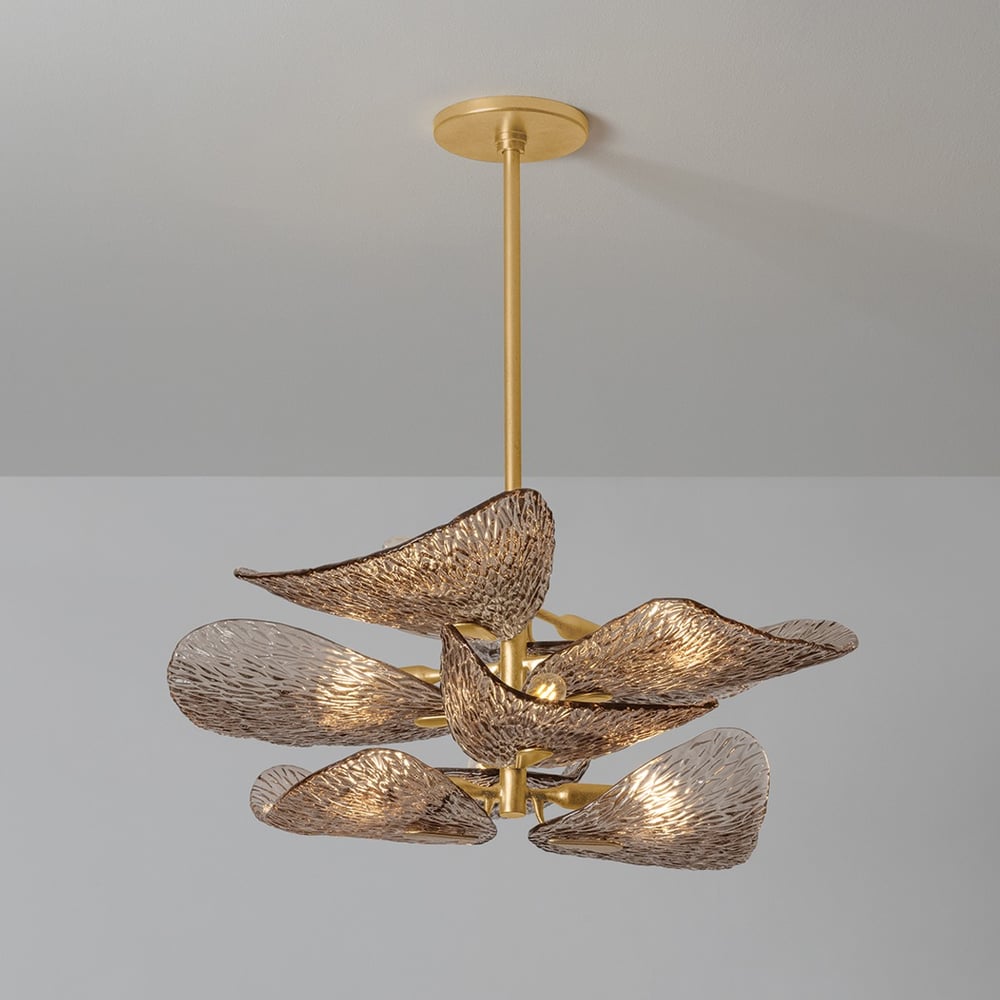 Aurora Chandelier Cardiff Piastra Glass Petal Layered Bronze-Neutral Decor