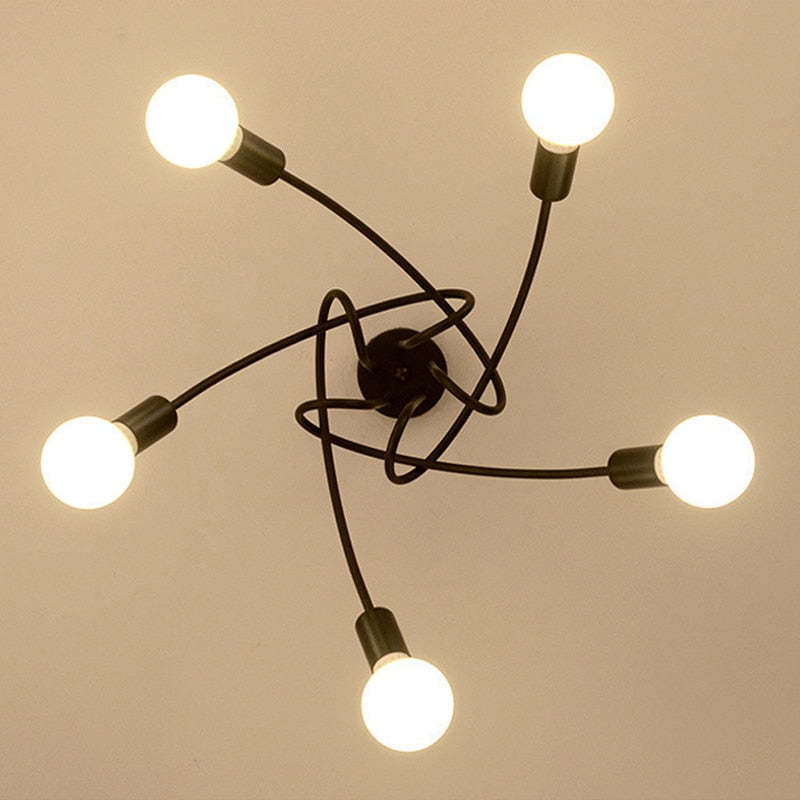 Arisha Modern Linear Curve Metal Ceiling Light, Dining Room/Living Room - Neutral Decor
