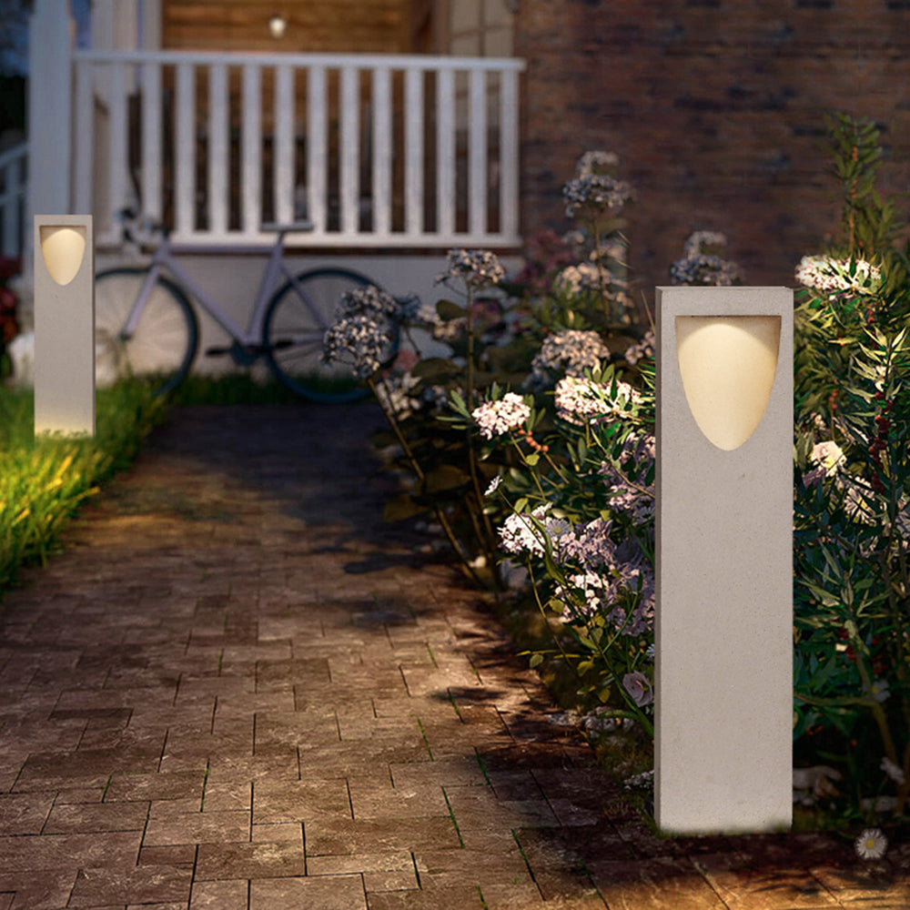 Ray Modern Stone Reflection Outdoor Path Light, Gray - Neutral Decor