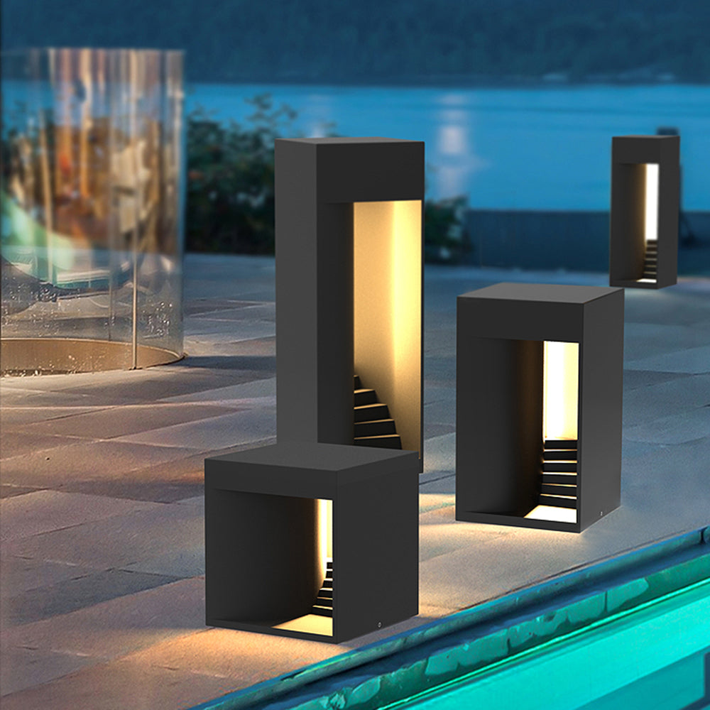 Ray Minimalist Waterproof Cuboid Rechargeable/Solar Lamp de Table, Black/White - Neutral Decor