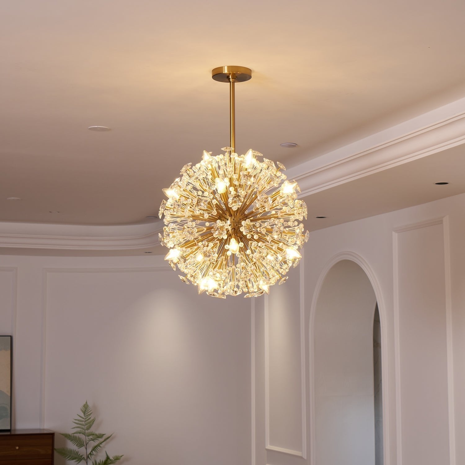 Zene Chandelier Dickinson Gold Crystal Starburst-Neutral Decor
