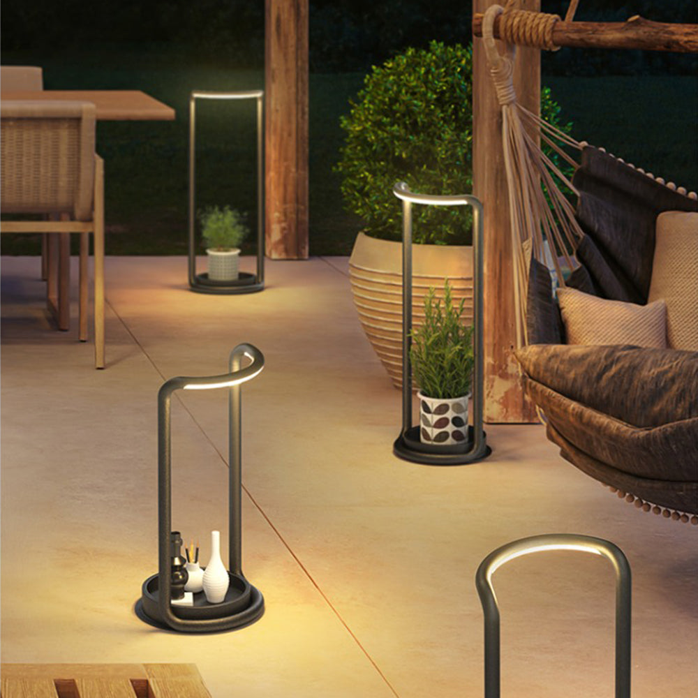 Ray Minimalist Rectangular Solar LED Outdoor Floor Lamp, Black - Neutral Decor