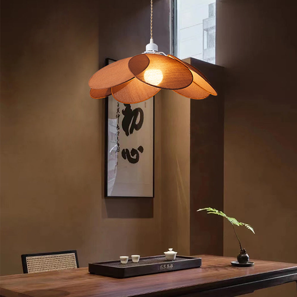 Ritta Minimalist Fabric Flower Pendant Light, Orange/Brown/Beige - Neutral Decor