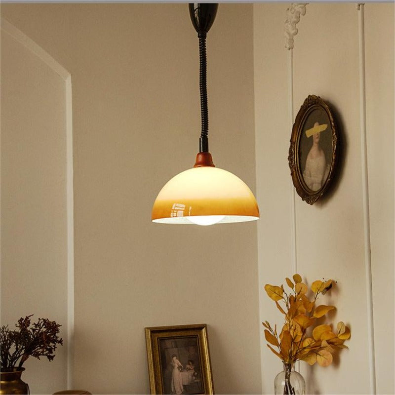 Valentina Retro LED Round Pendant Light Adjustable Brown Dining Room - Neutral Decor