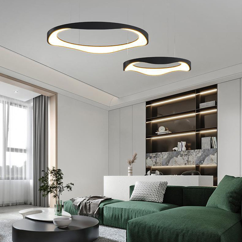 Arisha Pendant Light Rond Modern, Black/White, Dining Room - Neutral Decor