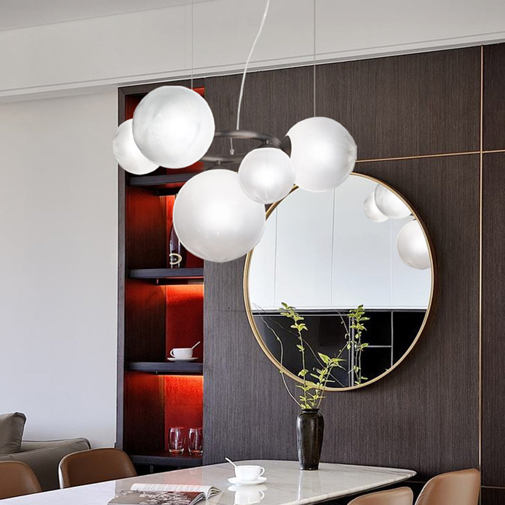 Valentina Modern Designe Wave Metal/Glass Pendant Light, White/Gold - Neutral Decor