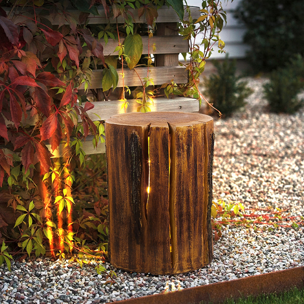Ray Natural Column Wood Outdoor Floor Lamp Table - Neutral Decor