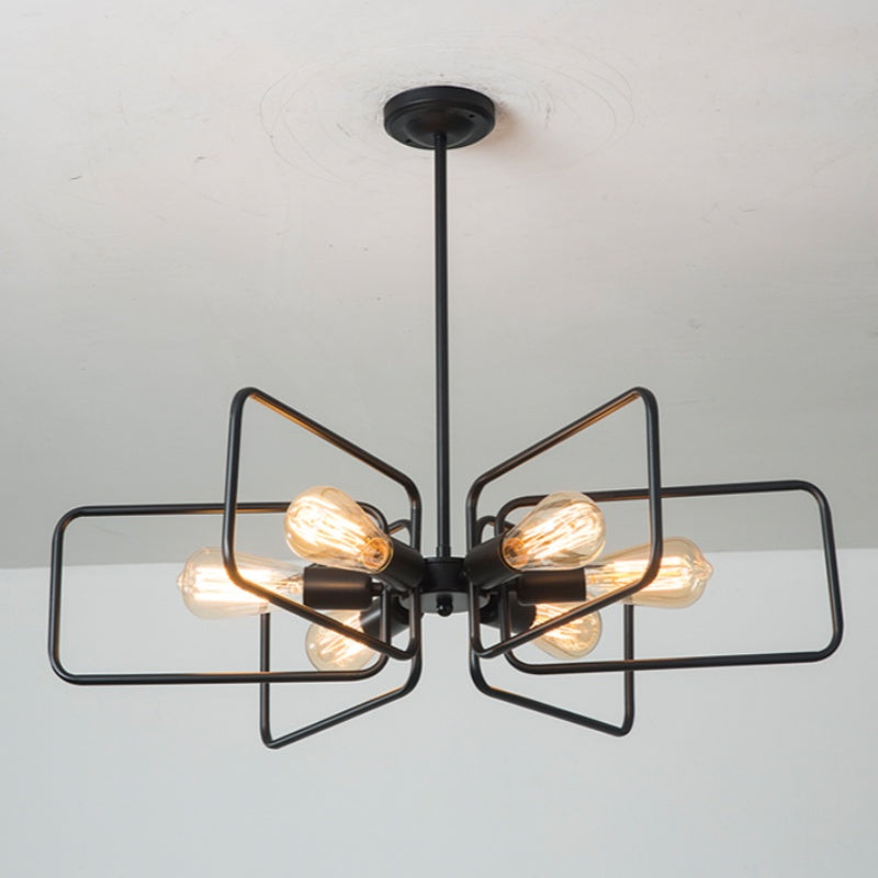 Alessio Industrial LED Chandelier Black Metal Living Room/Bedroom - Neutral Decor