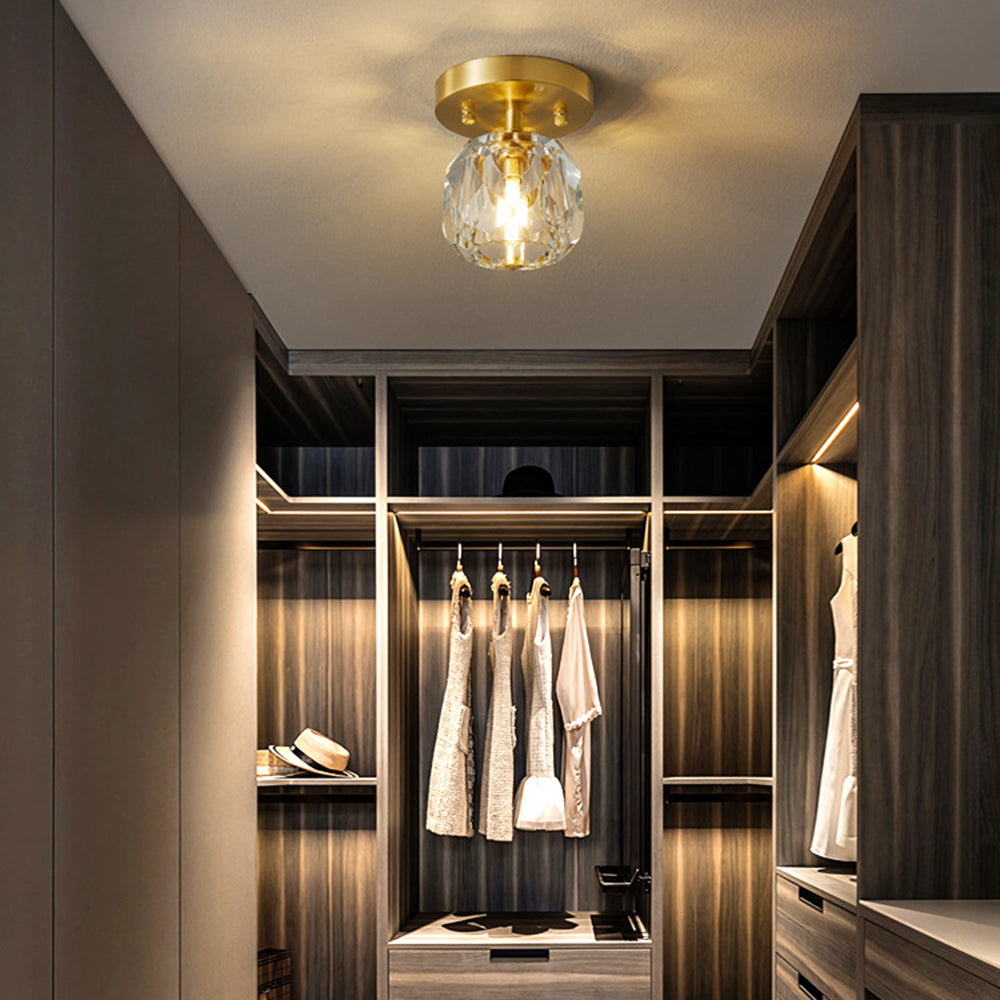 Kristy Luxury Diamond Metal/Acrylic Flush Mount Ceiling Light, Gold - Neutral Decor