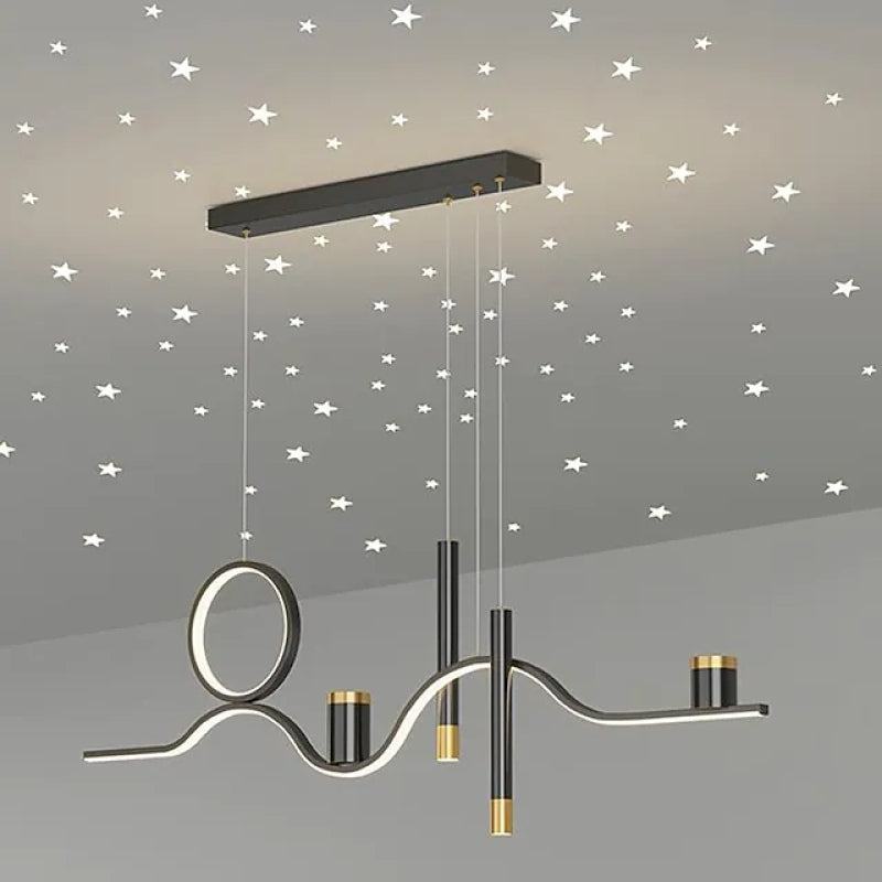 Arisha Modern Metal Linear Starry Night Pendant Light, Black - Neutral Decor