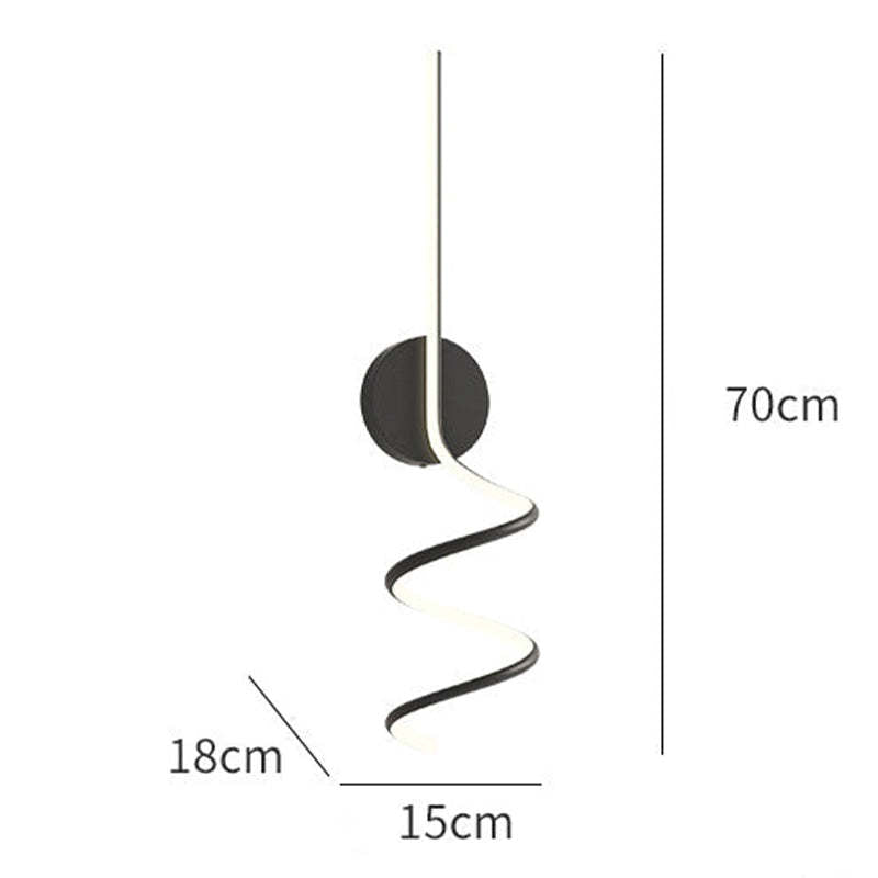 Arisha Modern LED Art Interior Wall Light Spiral, Black & White - Neutral Decor