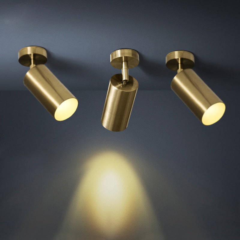 Aria Moderno Gold Cylinder Spotlight Background Flush Mount Ceiling Light, Metal - Neutral Decor