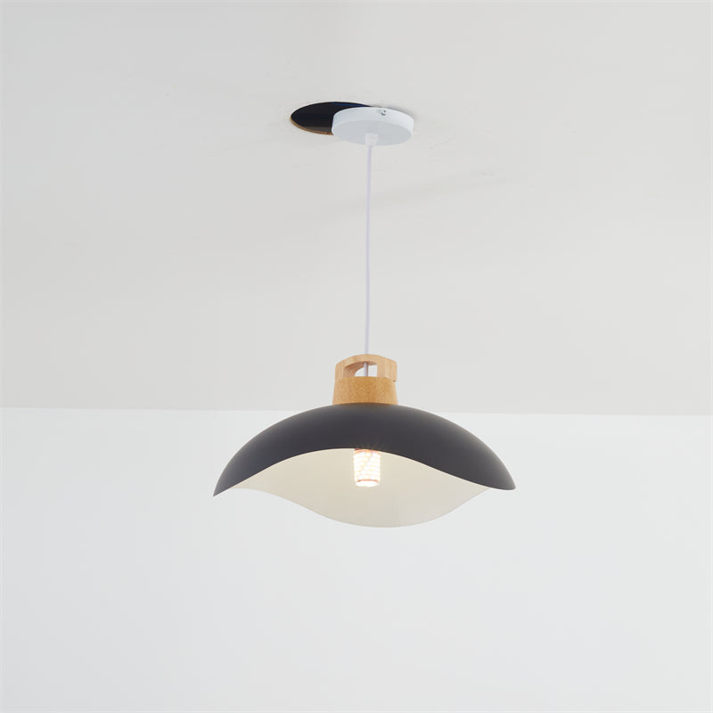 Valentina Colorful Shade Single Pendant Lights, Wood & Metal - Neutral Decor