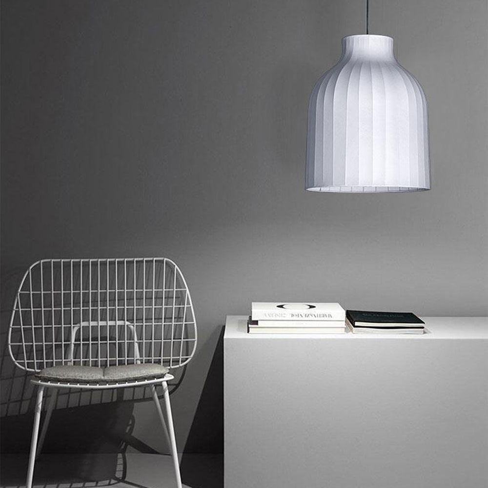 Ritta French Vintage White Pendant Light, Synthetic Silk - Neutral Decor